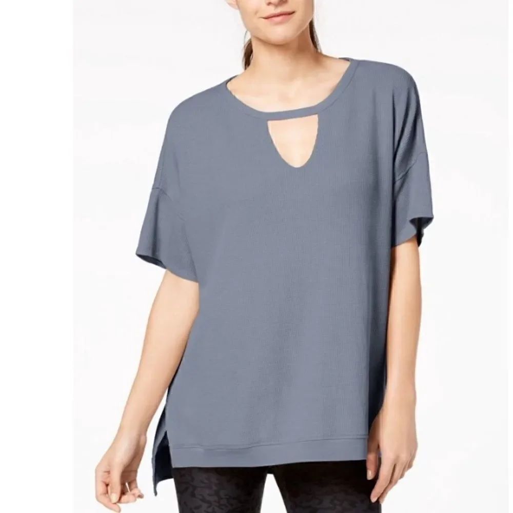 Calvin Klein Performance Keyhole Neck Top Gray Size 2X